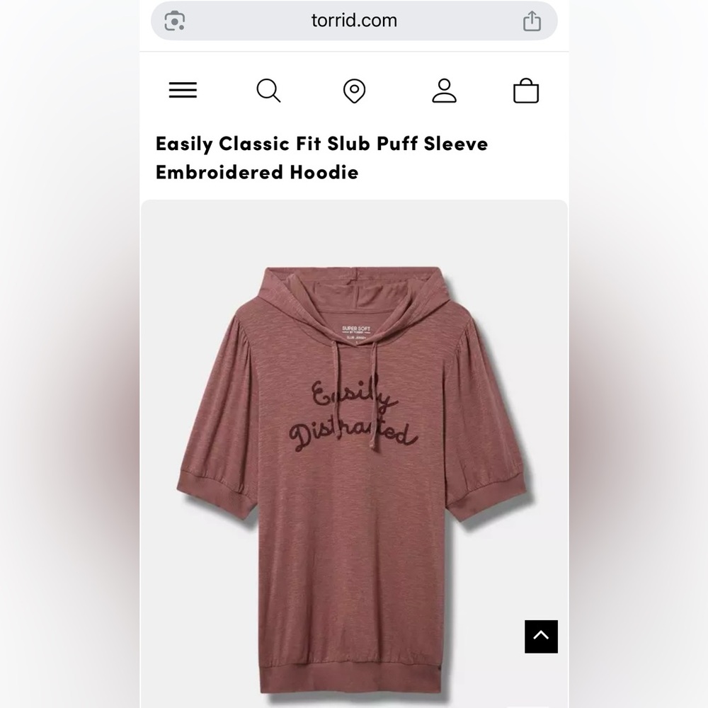 Torrid Embroidered Puff Sleeve Hoodie